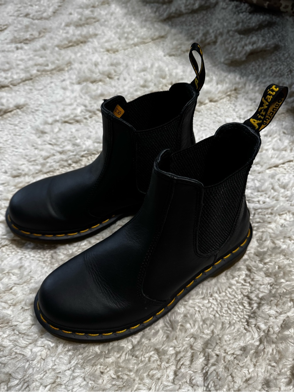 Dr. Martens Black Leather Chelsea Boots with Yellow Stitching - Picture 2 of 4